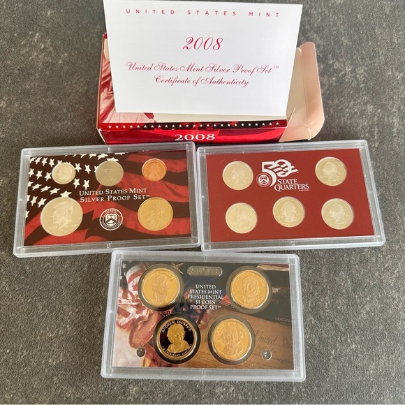 2008 United States Mint Silver Proof Set 14 Coins w Box COA